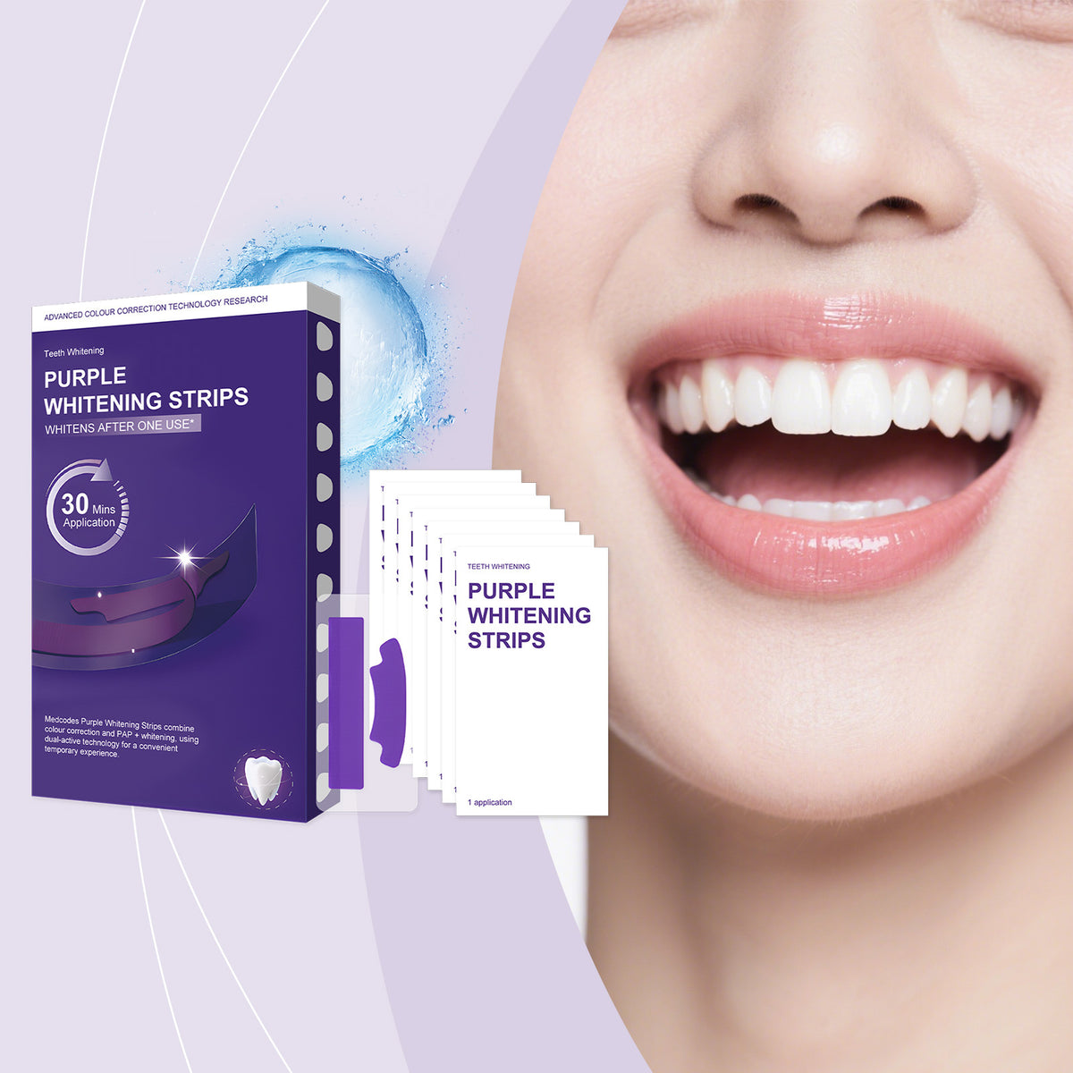 Purple Dental Stain Removal Whitening Strips